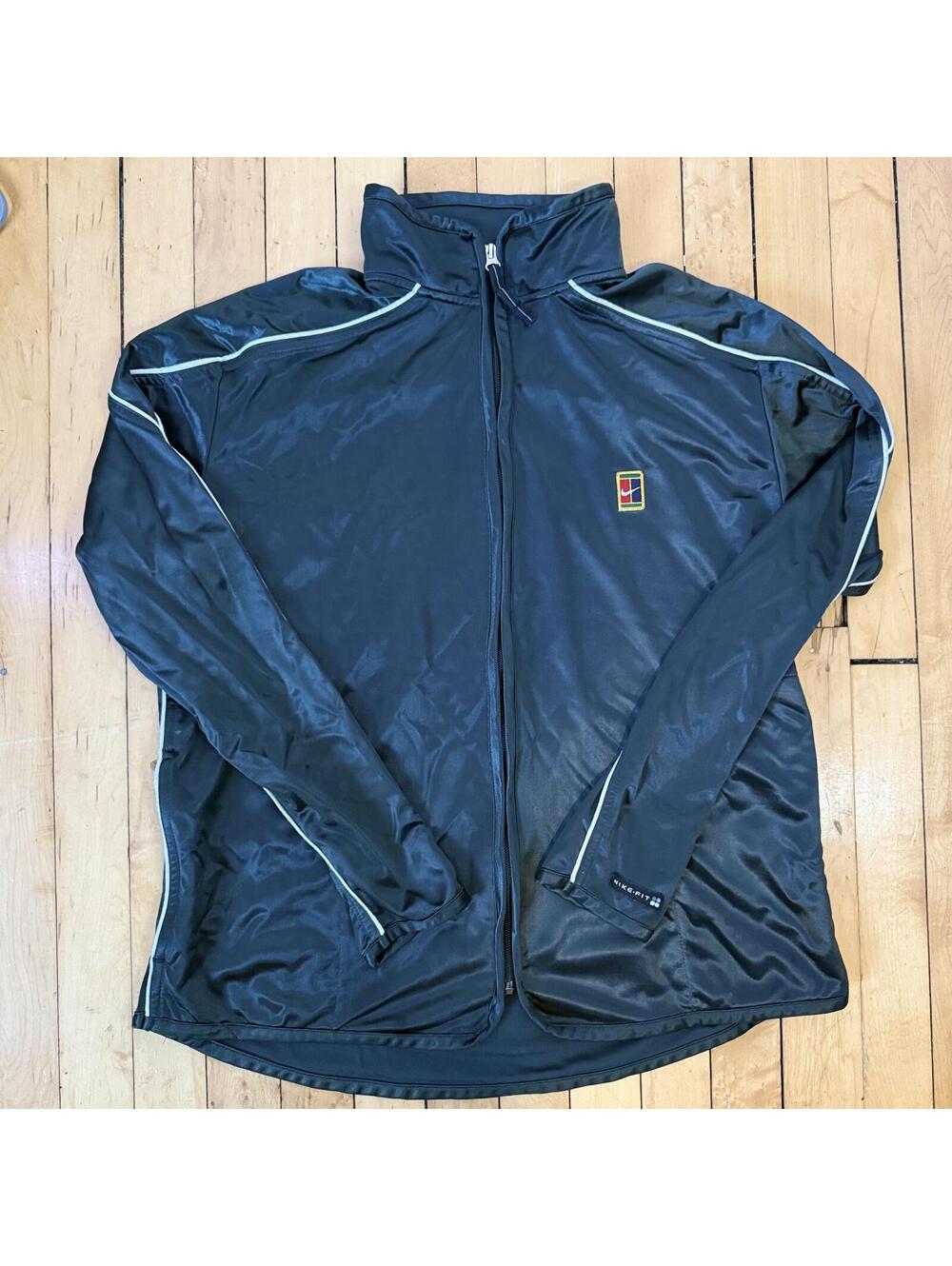 Vintage Y2K Nike Tennis Track Jacket Women’s Large 12-14 Dark Green Full Zip